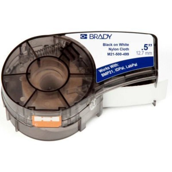 Brady Brady BMP21 Series Nylon Cloth Wire & Cable Labels, 1-2inW X 16'L, Black-White,  M21-500-499